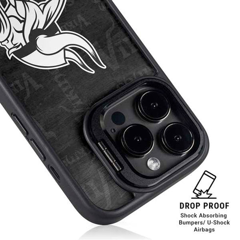 NFL Minnesota Vikings Black & White iPhone 15 Pro Kickstand Case